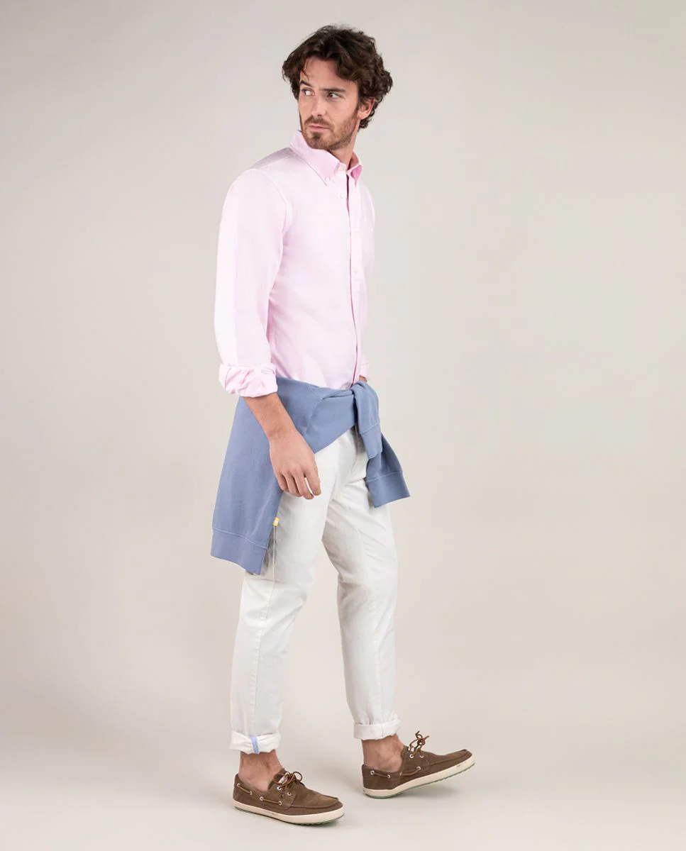 Camisa Oxford Liso Rosa - Imagen 5