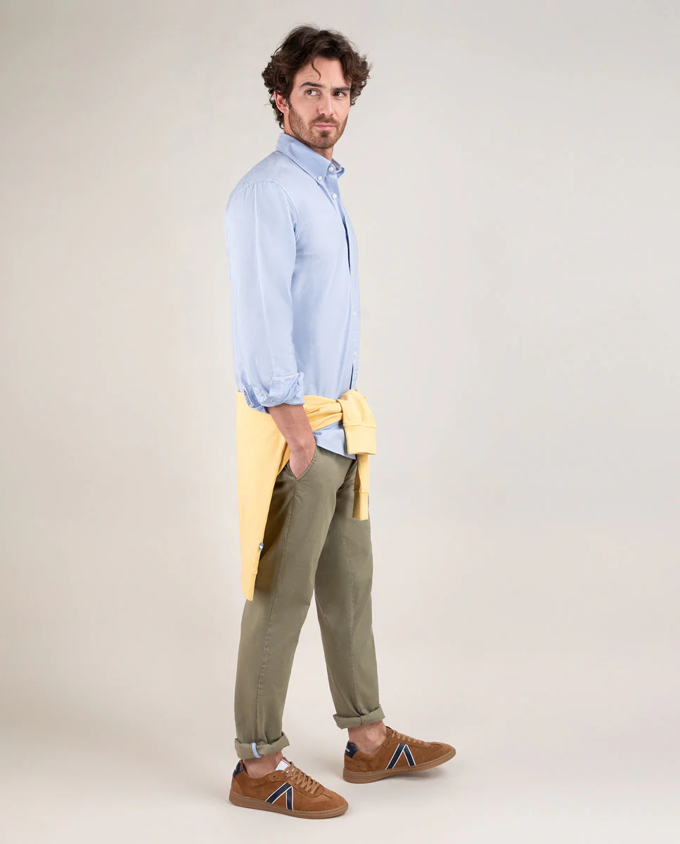 Camisa Algod贸n Garment Dyed Celeste - Imagen 5