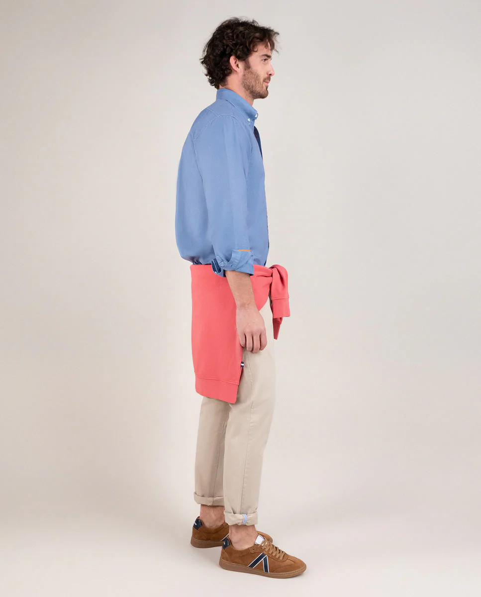 Camisa Algodón Garment Dyed Azul - Imagen 3