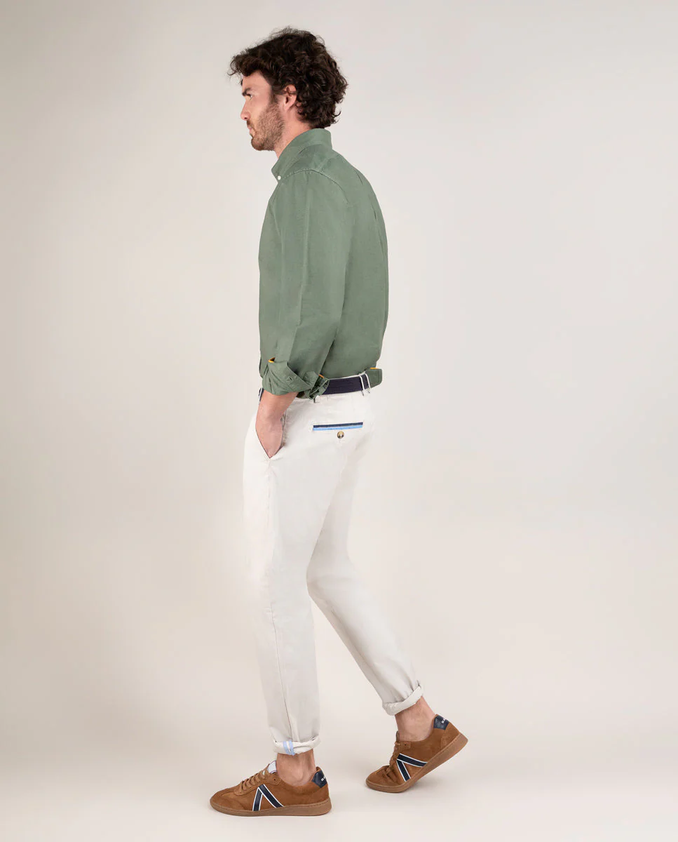 Camisa Algodón Garment Dyed Kaki - Imagen 5