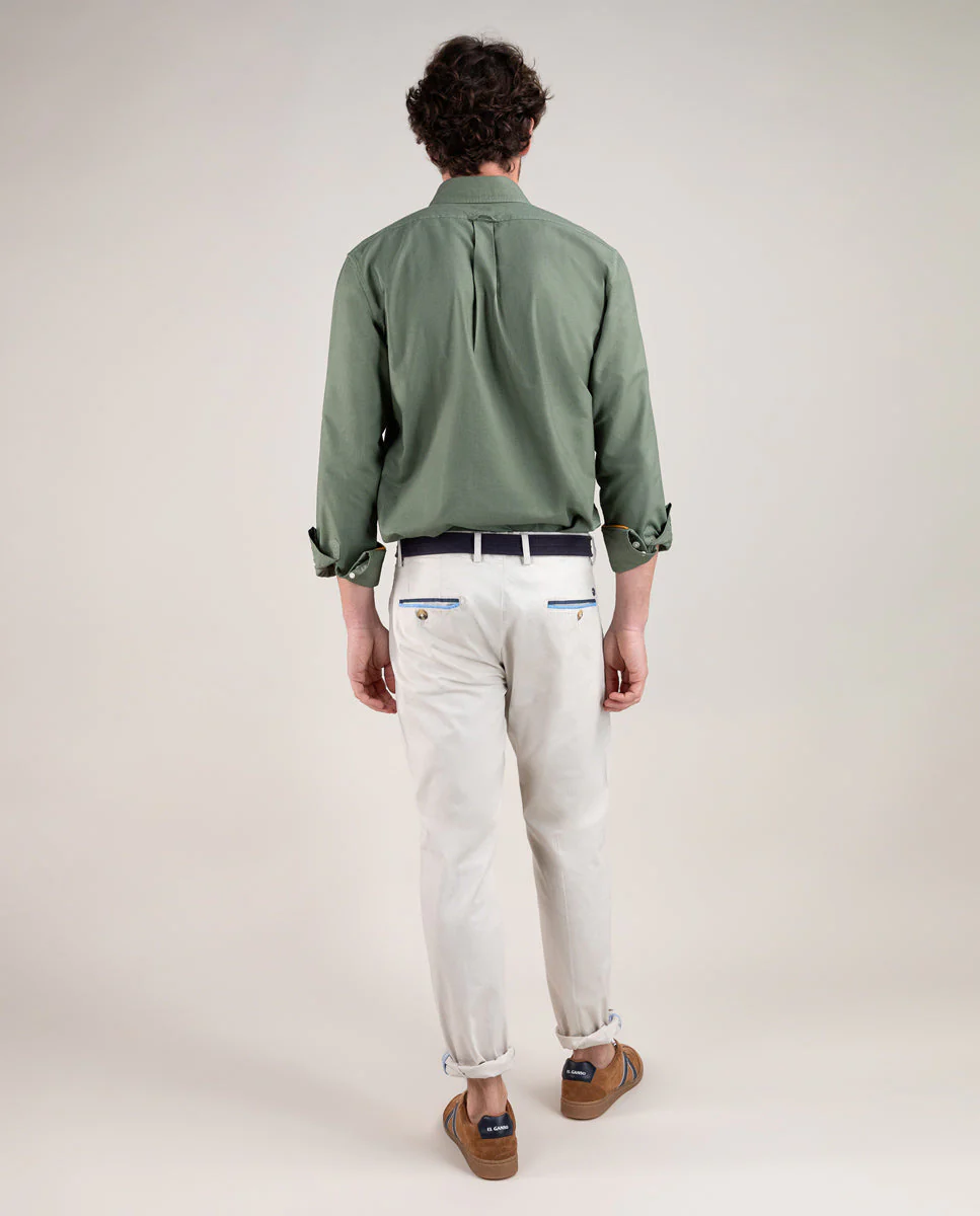 Camisa Algodón Garment Dyed Kaki - Imagen 4