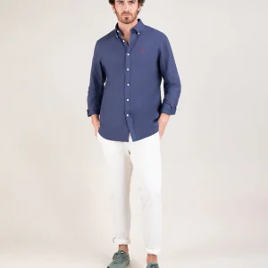 Camisa Algodón Garment Dyed Marino