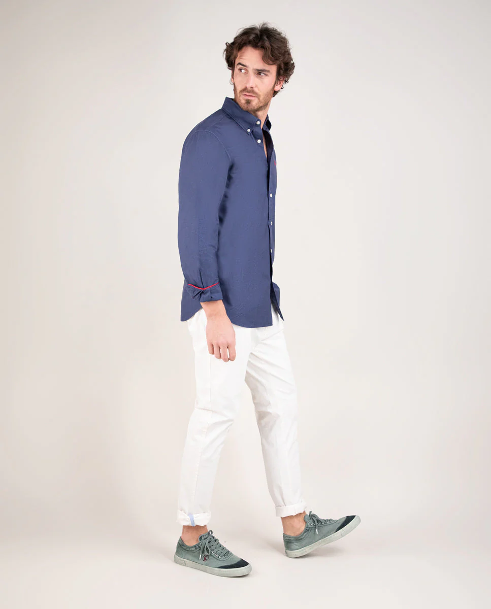 Camisa Algodón Garment Dyed Marino - Imagen 5