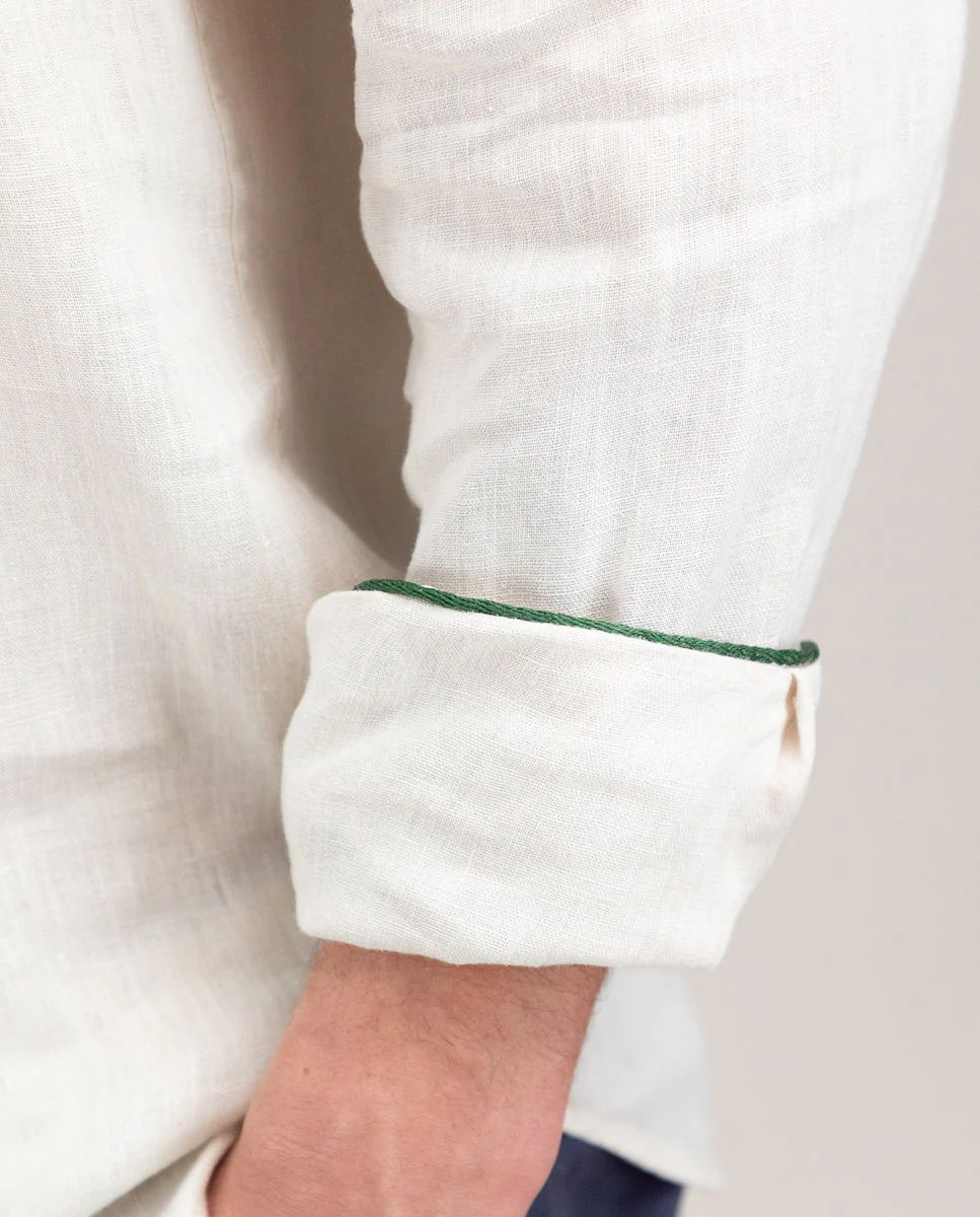 Camisa Lino Garment Dyed Beige - Imagen 3