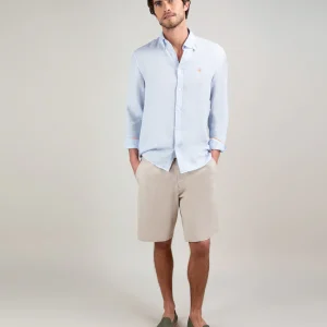 Camisa Lino Garment Dyed Celeste
