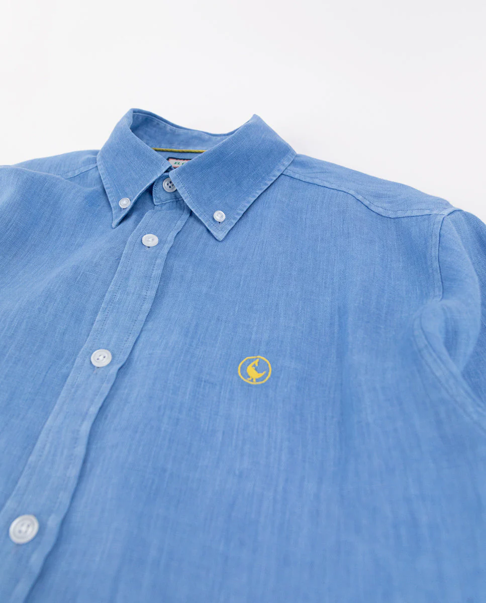 Camisa Lino Garment Dyed Azul - Imagen 7