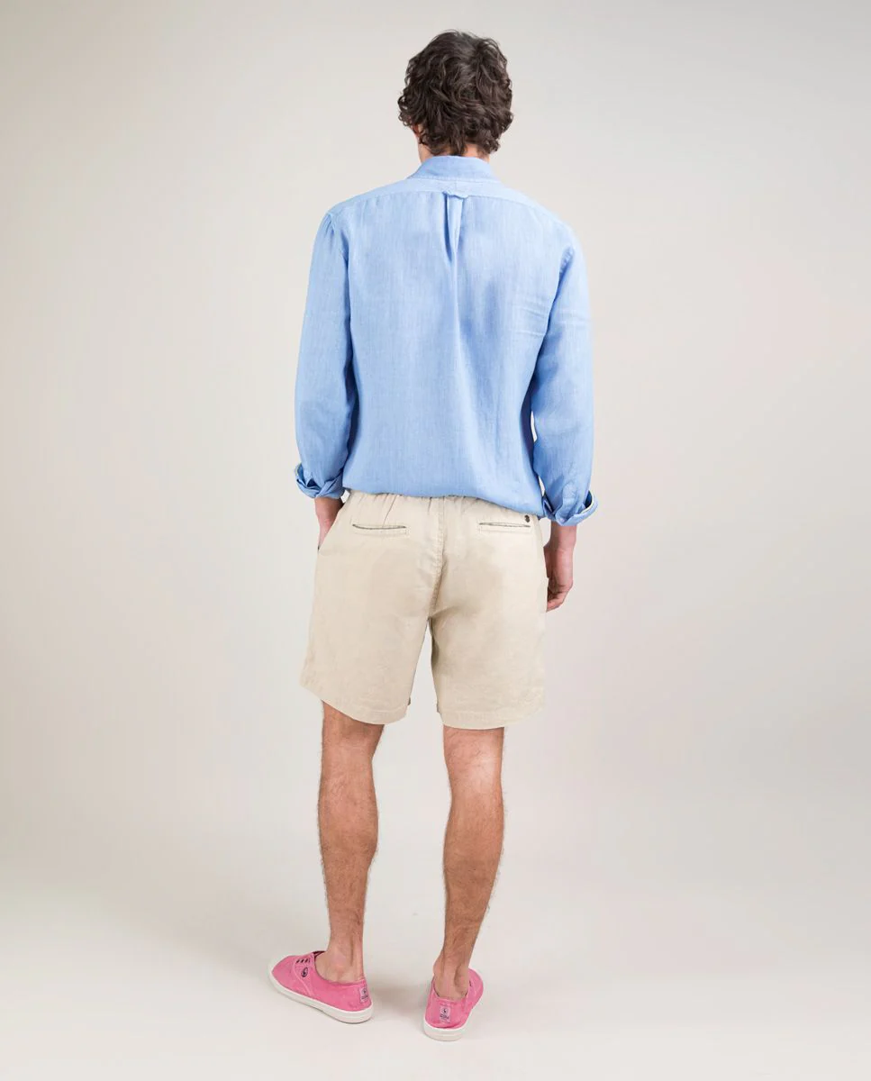 Camisa Lino Garment Dyed Azul - Imagen 5