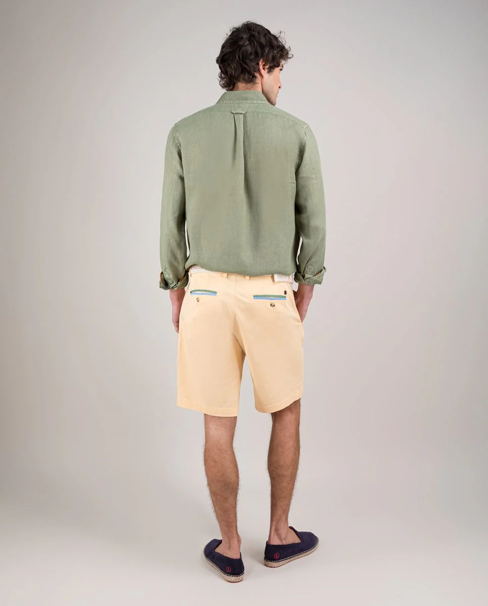 Camisa Lino Garment Dyed Kaki - Imagen 4