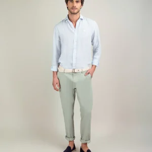 Camisa Lino Yale Celeste