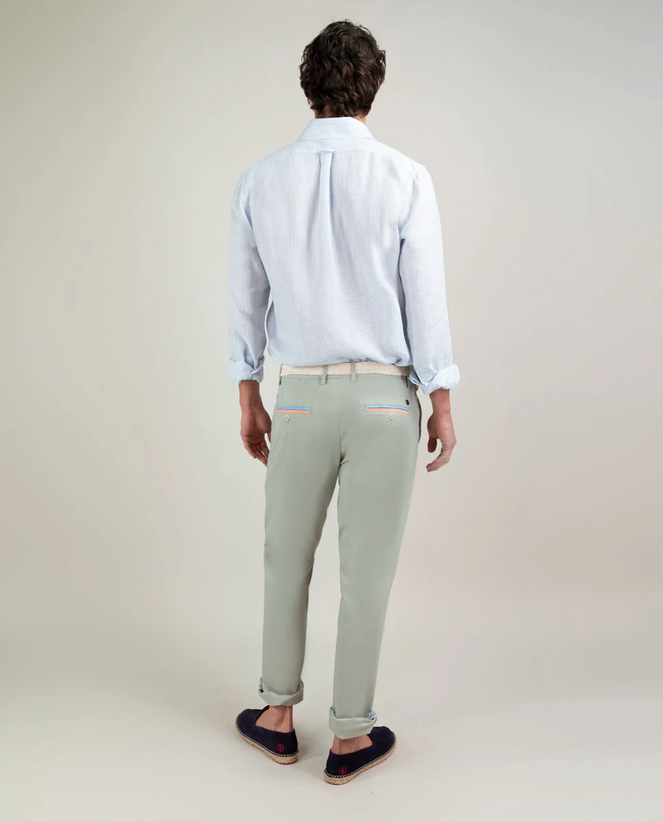 Camisa Lino Yale Celeste - Imagen 6