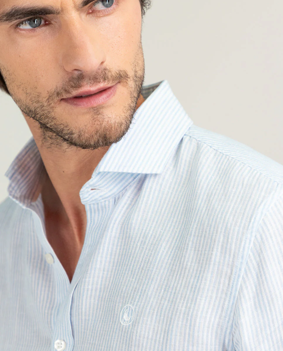 Camisa Lino Yale Celeste - Imagen 4