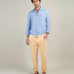 Camisa Lino Chambray Marino
