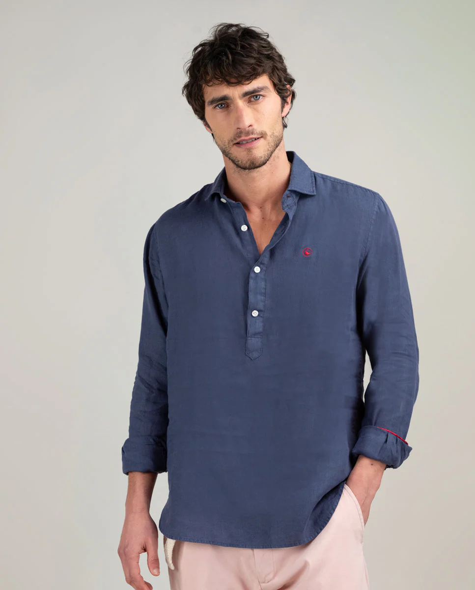 Camisa Polera Lino Marino - Imagen 6