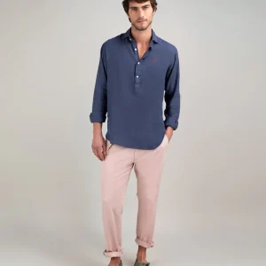 Camisa Polera Lino Marino