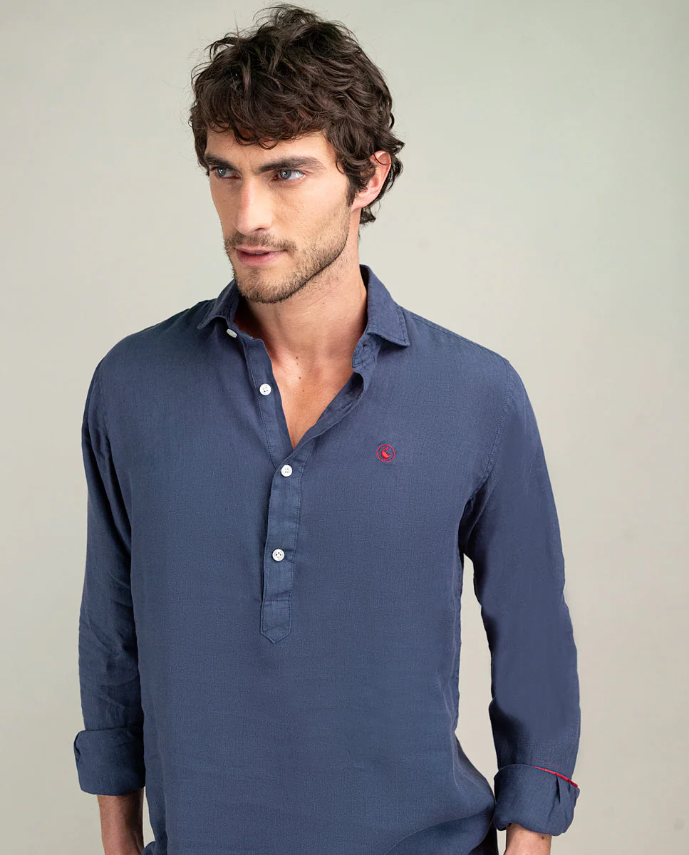 Camisa Polera Lino Marino - Imagen 7