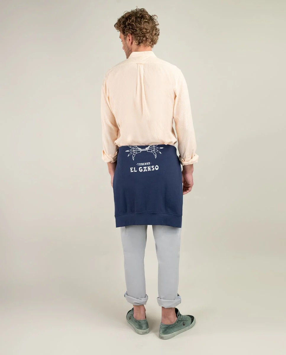 Camisa Seersucker Raya Naranja Cuello Mao - Imagen 6