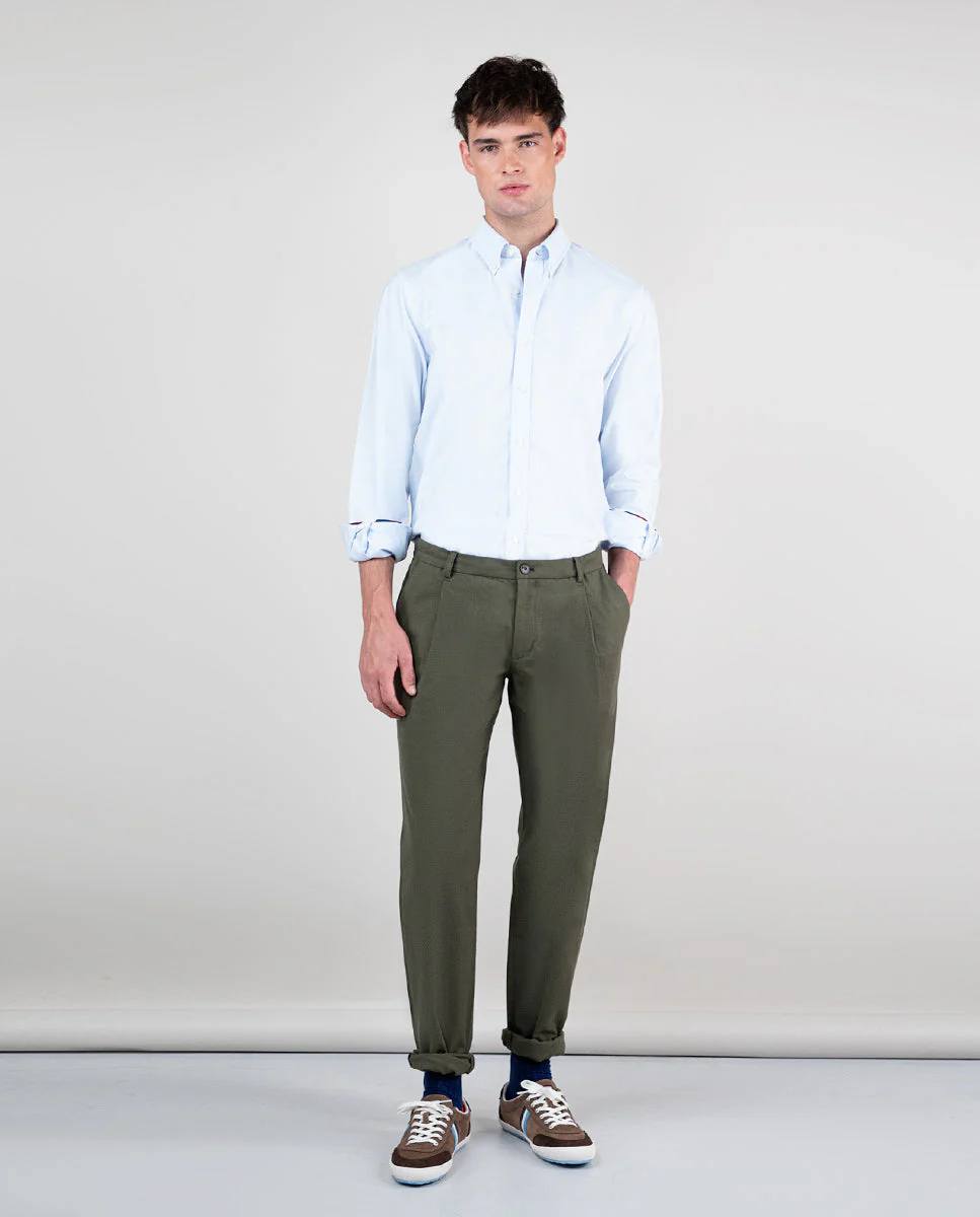 Camisa Oxford Liso Celeste