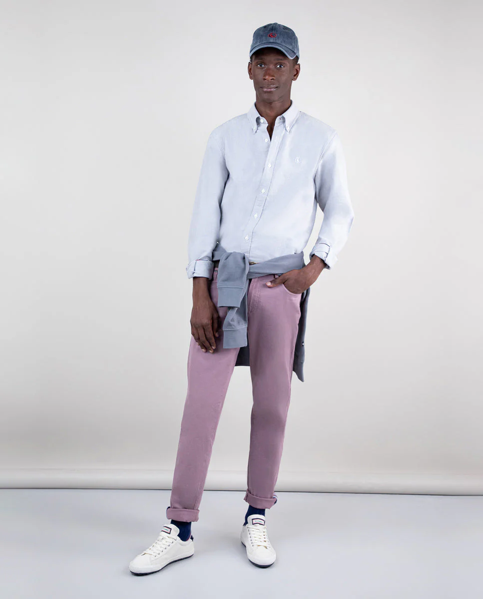 Camisa Oxford Liso Gris