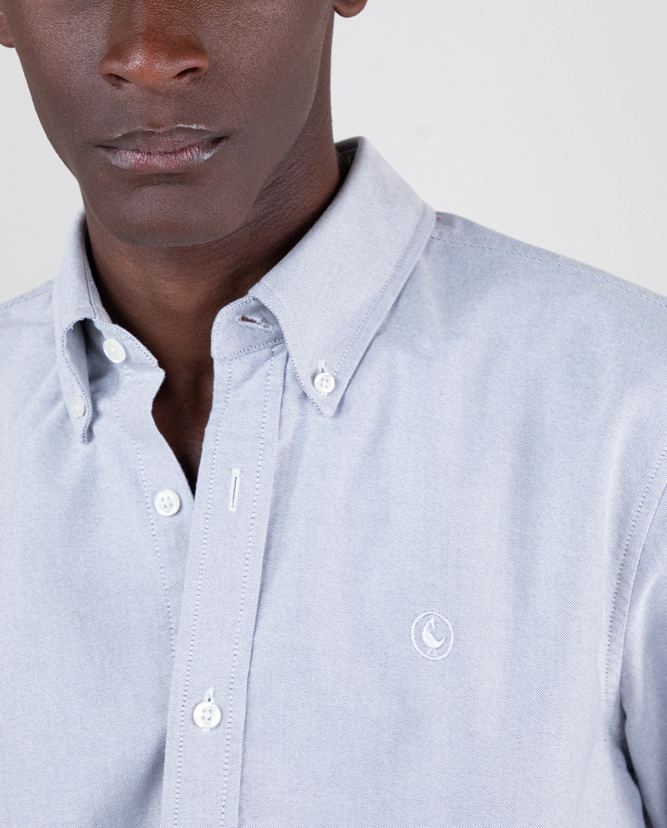 Camisa Oxford Liso Gris - Imagen 6