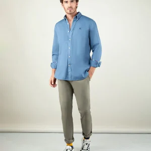 Camisa Algodón Garment Dyed Azul