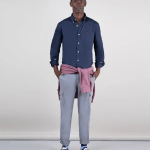 Camisa Algodón Garment Dyed Marino