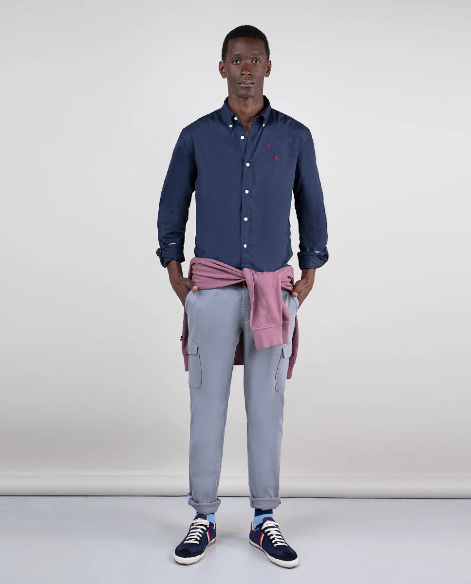 Camisa Algodón Garment Dyed Marino