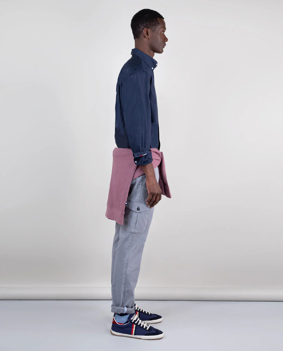 Camisa Algodón Garment Dyed Marino - Imagen 4