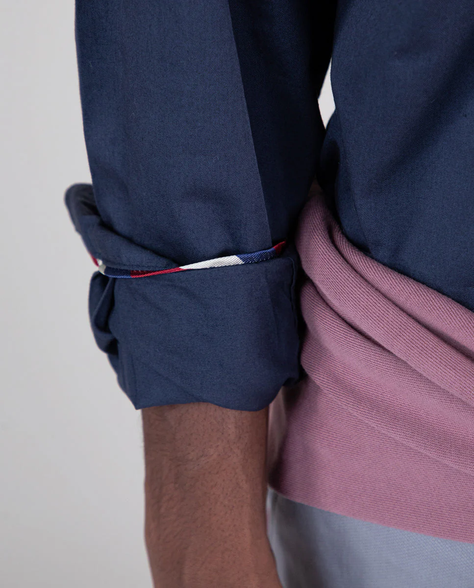 Camisa Algodón Garment Dyed Marino - Imagen 5