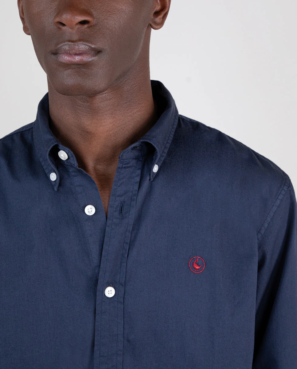 Camisa Algodón Garment Dyed Marino - Imagen 6