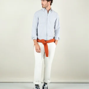 Camisa Oxford Celeste Perfil Rojo