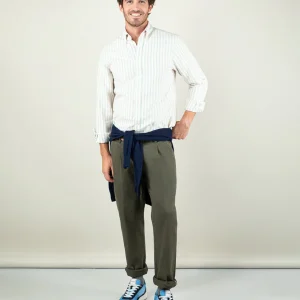 Camisa Oxford Rosa Perfil Verde