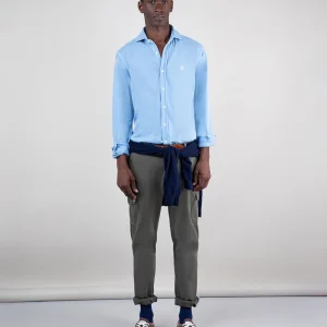 Camisa Punto Piqué Garment Dyed Celeste