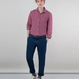 Camisa Punto Piqué Garment Dyed Burdeos