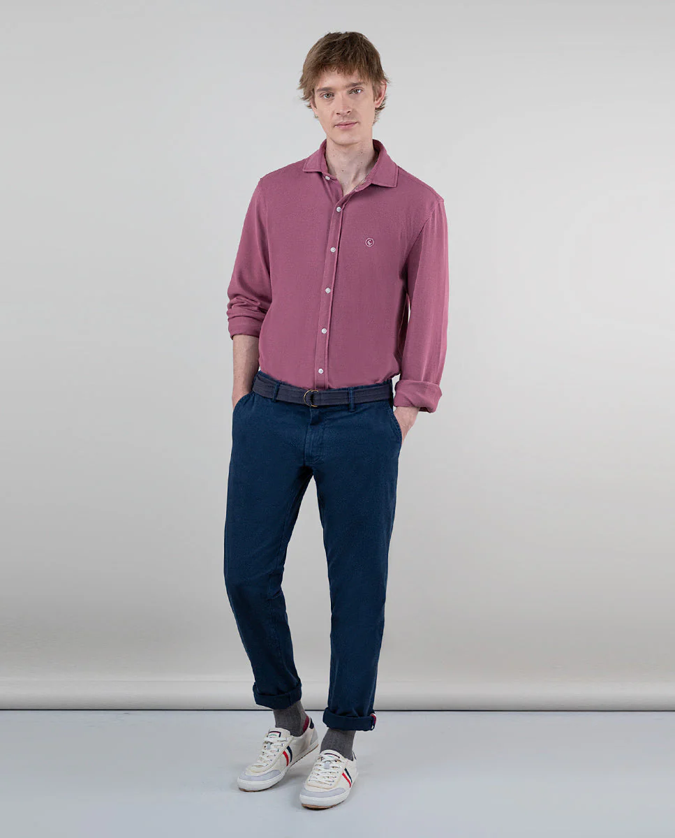 Camisa Punto Piqué Garment Dyed Burdeos