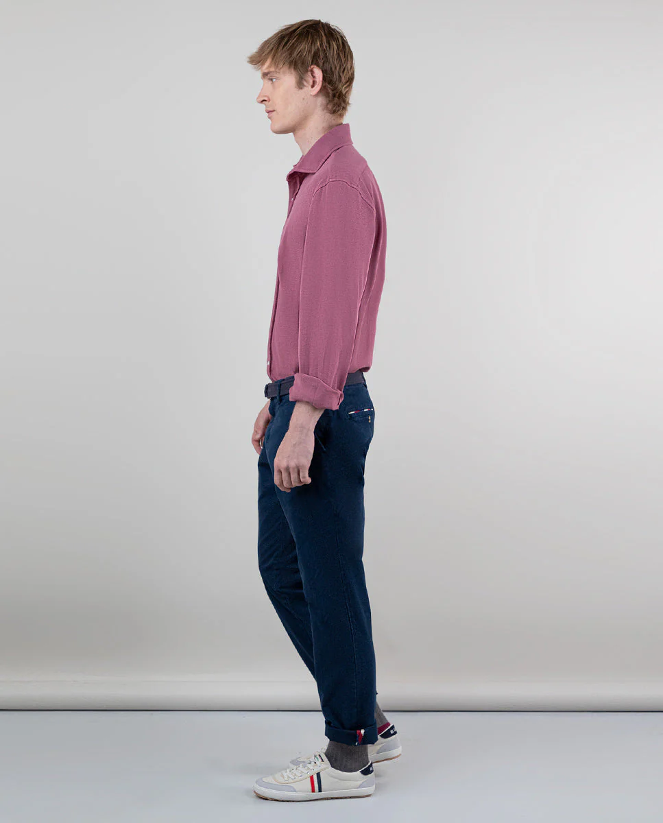 Camisa Punto Piqué Garment Dyed Burdeos - Imagen 4