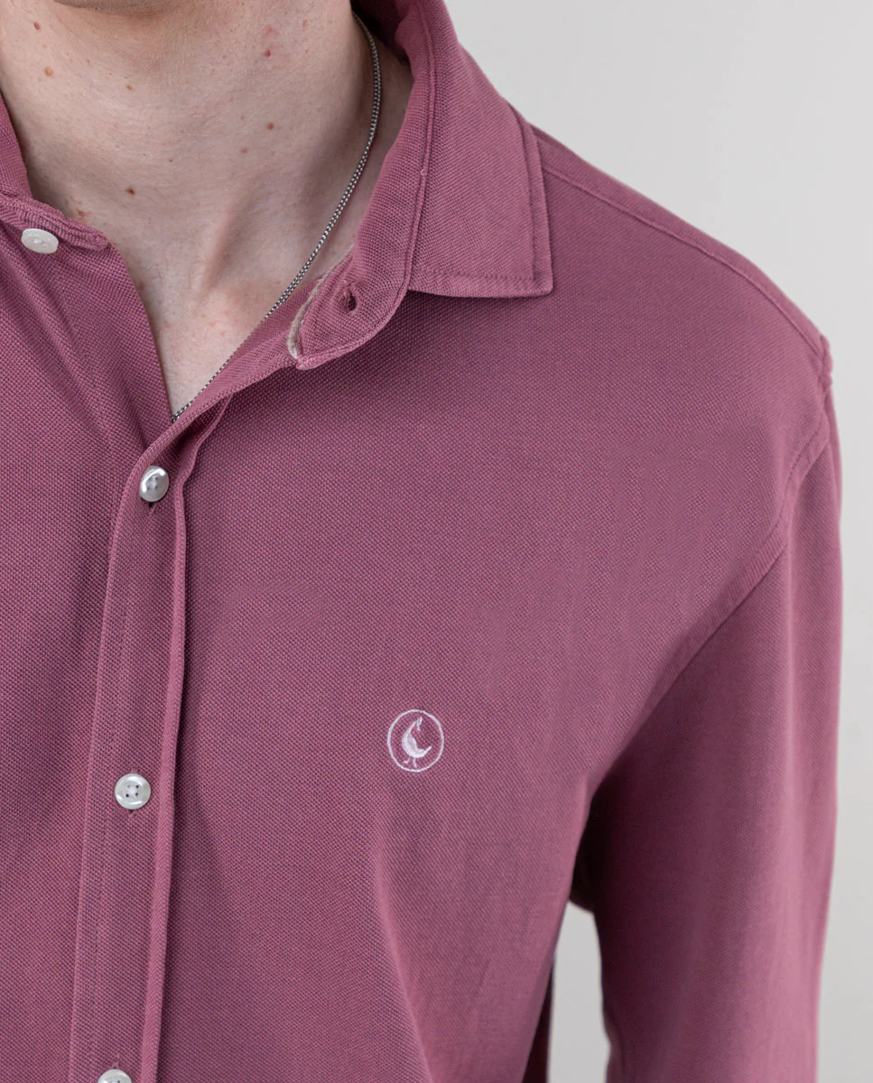 Camisa Punto Piqué Garment Dyed Burdeos - Imagen 6
