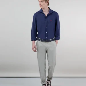 Camisa Punto Piqué Garment Dyed Marino