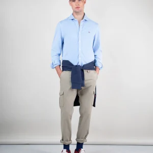 Camisa Punto Piqué Celeste