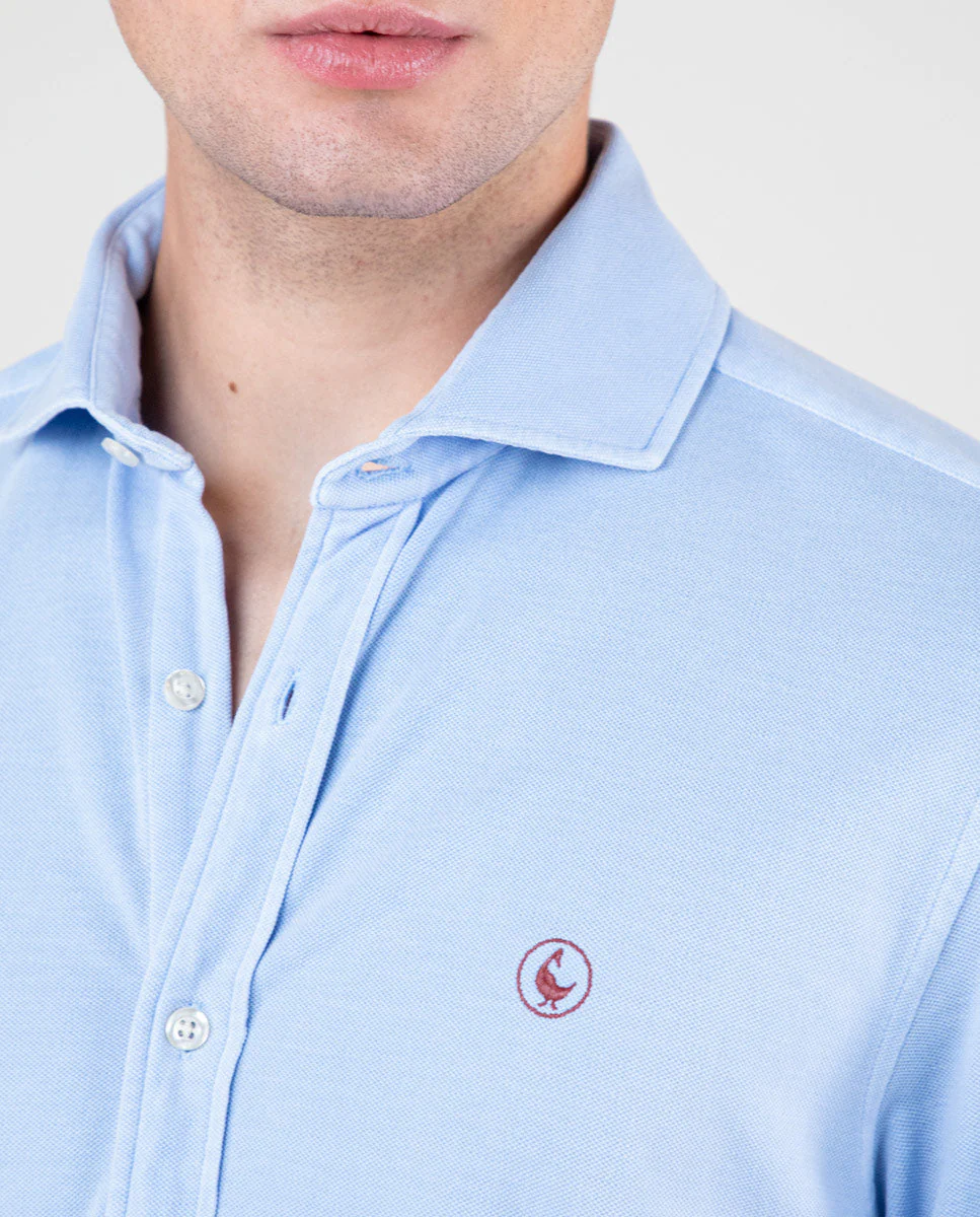 Camisa Punto Piqué Celeste - Imagen 6