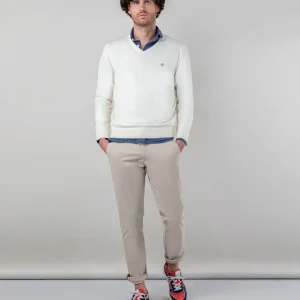 Jersey Cuello Pico Coderas Crudo