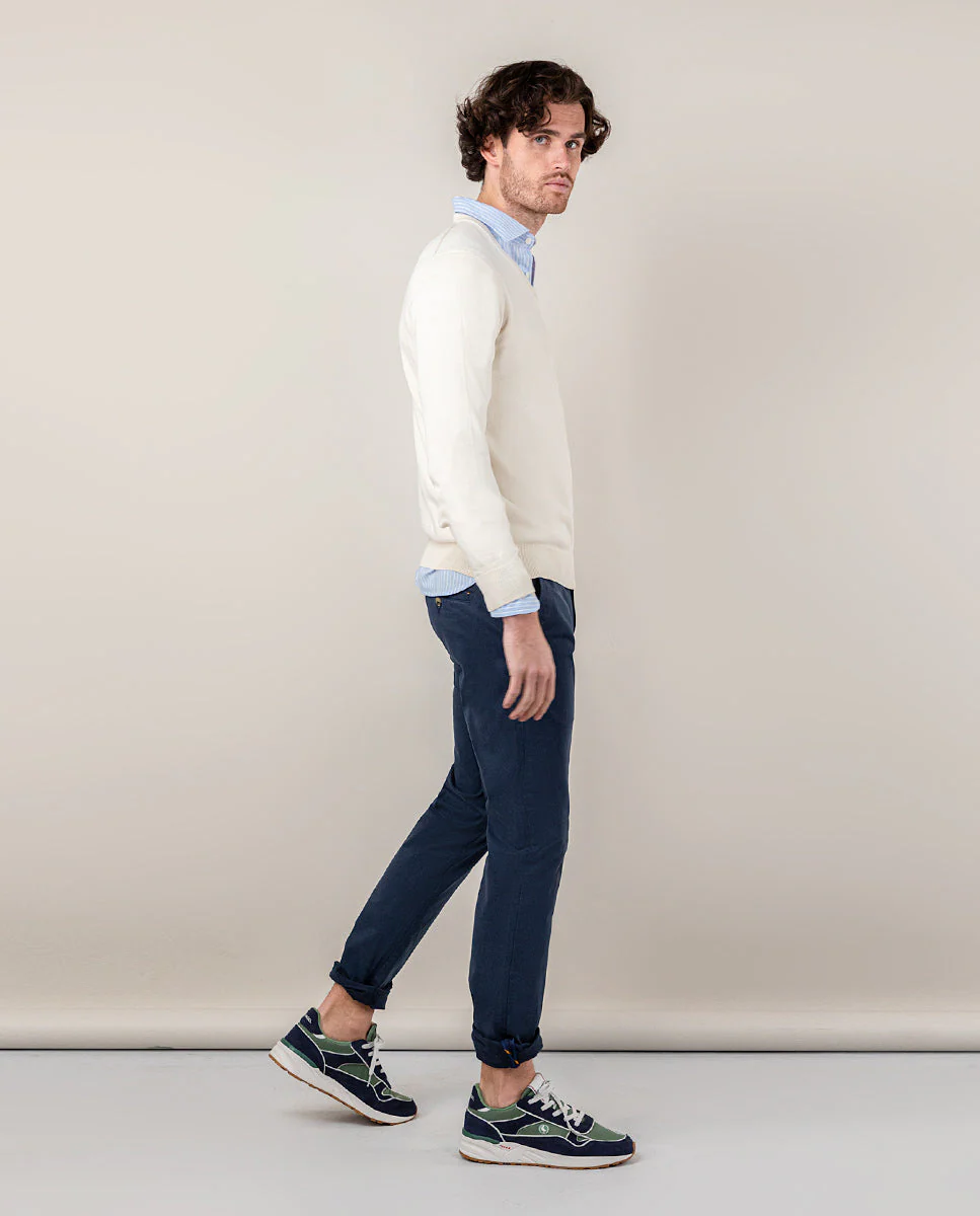 Jersey Cuello Pico Garment Dyed Beige - Imagen 3