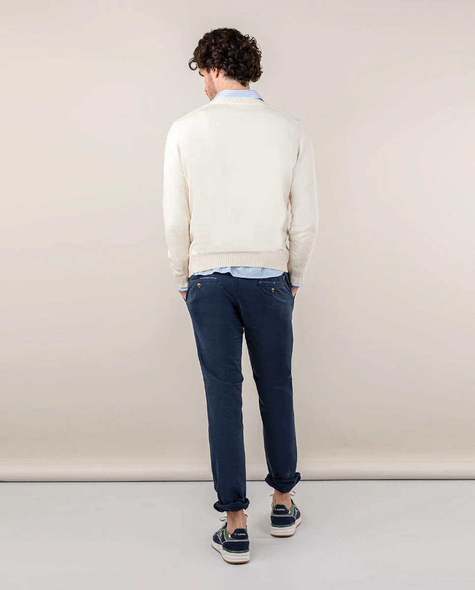 Jersey Cuello Pico Garment Dyed Beige - Imagen 4