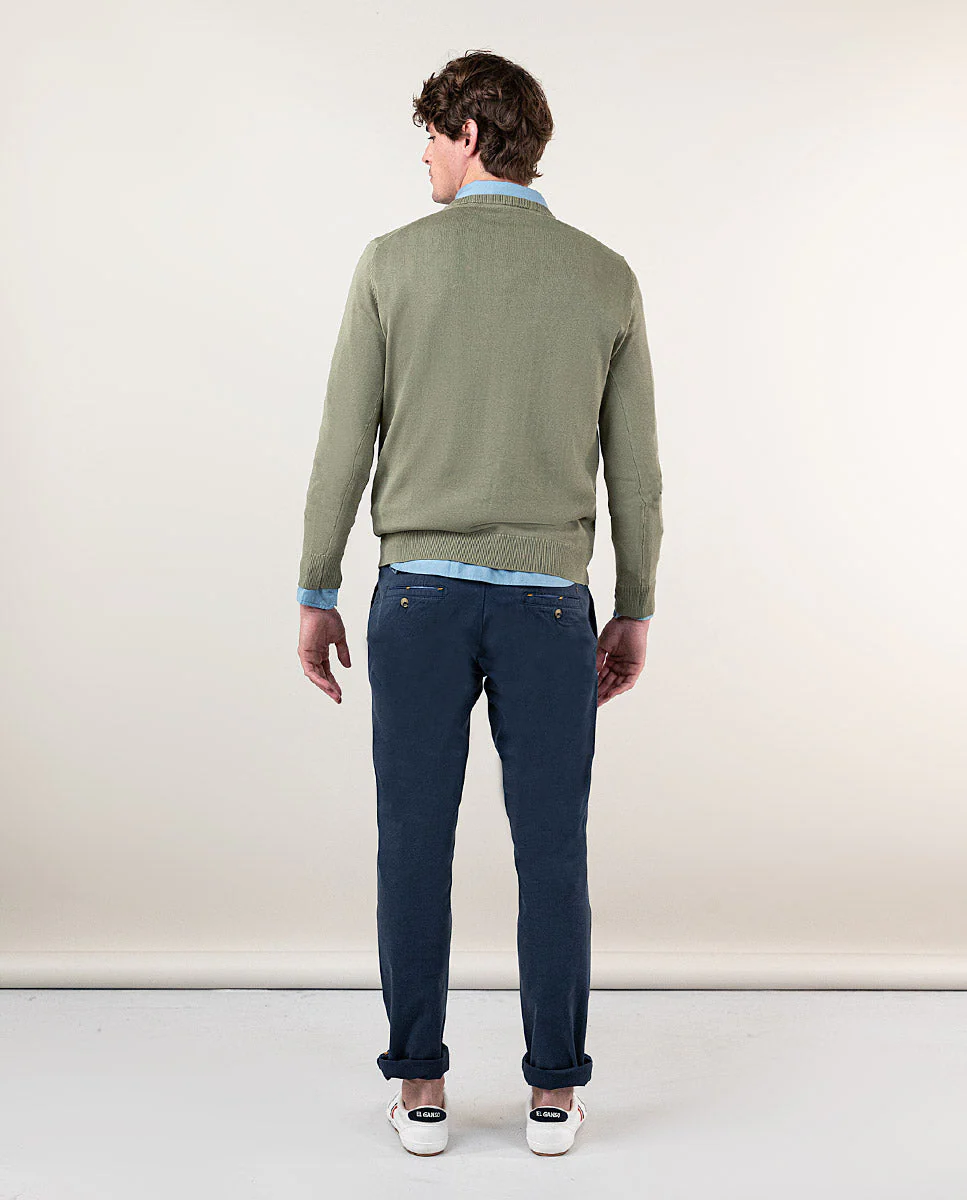 Jersey Cuello Pico Garment Dyed Verde - Imagen 4