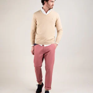 Jersey Cuello Pico Coderas Beige