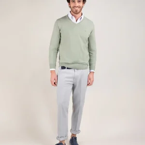 Jersey Cuello Pico Coderas Verde Claro