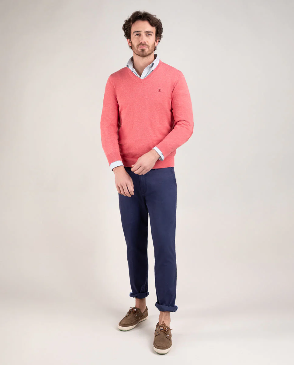 Jersey Cuello Pico Coderas Coral