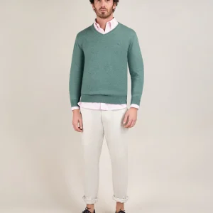 Jersey Cuello Pico Coderas Verde Oscuro