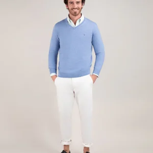 Jersey Cuello Pico Coderas Azul