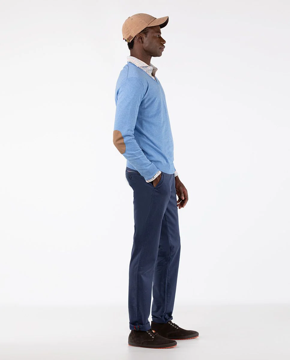 Jersey Cuello Pico Coderas Celeste - Imagen 3