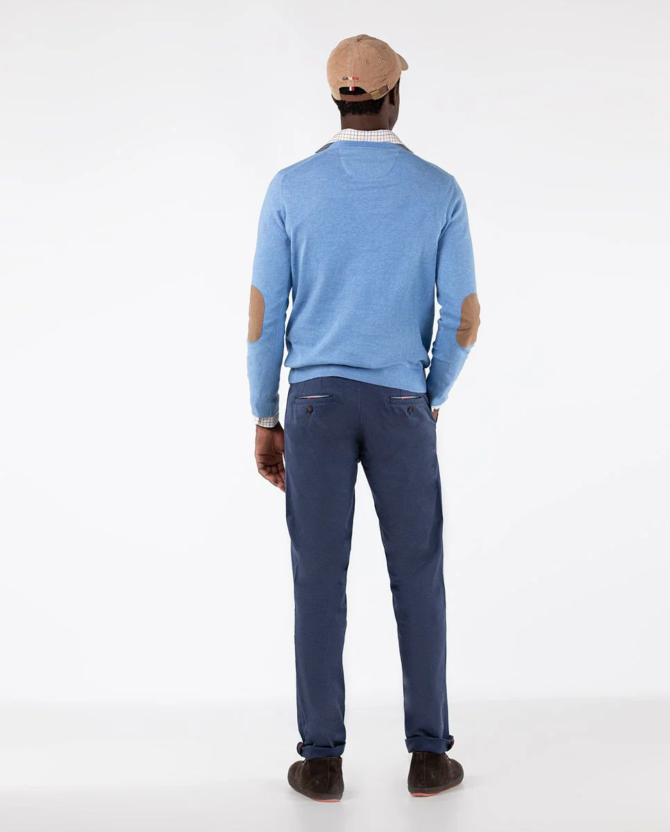 Jersey Cuello Pico Coderas Celeste - Imagen 4